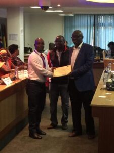 AYEI receiving award from AU-IBAR in Kenya in 2019